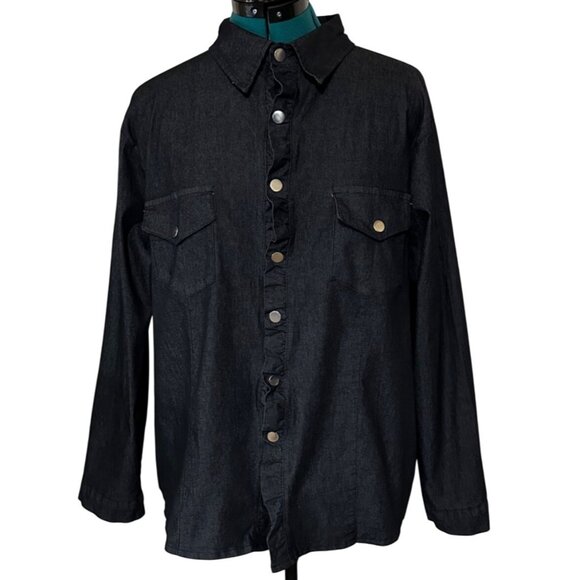 Women's Gray Button-Down Casual Shirt Viscose Polyester Blend Size XL - Picture 1 of 16